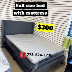 Full Size Bed Frame Headboard With Mattress $300 Only Complete Set 