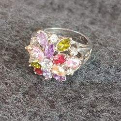 Women Multicolor Cubic Zirconia Inlaid Ring size 8.5