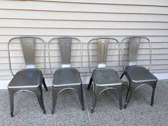 Set of 4 Metal Industrial/Farmhouse Dining Chairs