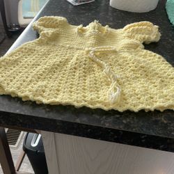 Used Hand Crochet Infant Dress And Sweater 