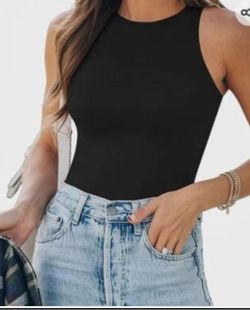 Reoria Black Racerback Halter Neck Bodysuit X-SMALL