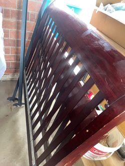 Queen Size Wood Bed Headboard Dark Cherry Finish