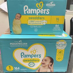 Brand New Size NB/1 Pamper Brand/Luv Diapers & 8 New Cans Of Enfamil Baby Formula 