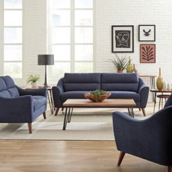Brand New 2PC Navy Blue Sofa and Loveseat Set