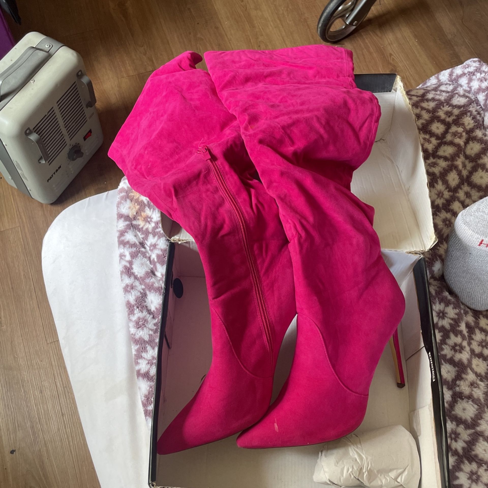 Ami Club Wear Hot Pink Suede Long Boots