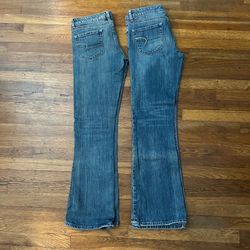 Lot of 2 Used Women’s  American Eagle Hipster Boot Cut Jeans Size 6