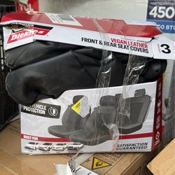 New/Nuevo Dickies Black PVC Vegan Leather Front & Rear Seat Cover Set