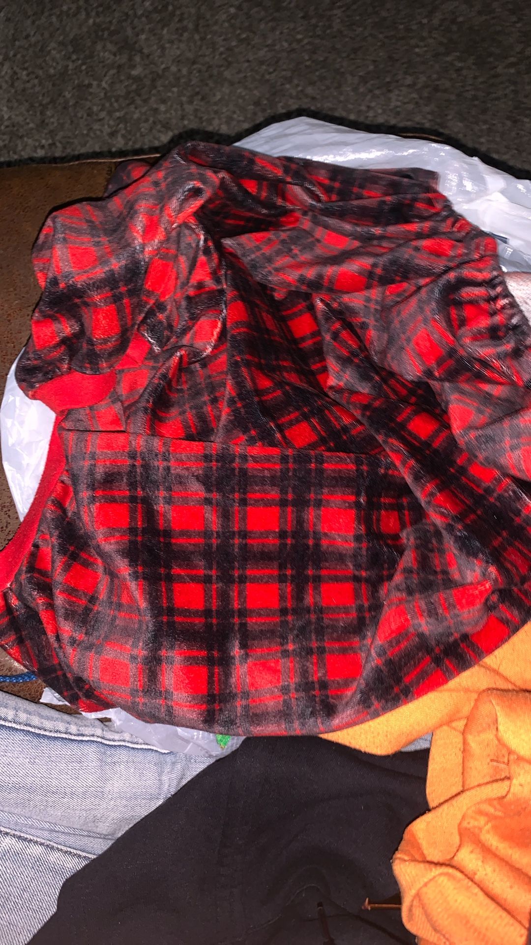 Red Plaid Dog Sweater Size L/XL