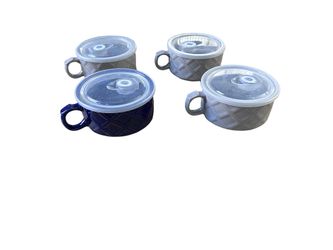 Tara at Home (aka Temptations by Tara) Ceramic Soup Bowls with Lids - Set of 4