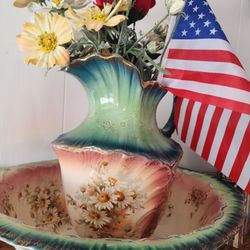 Antique Pitcher And Bowl 