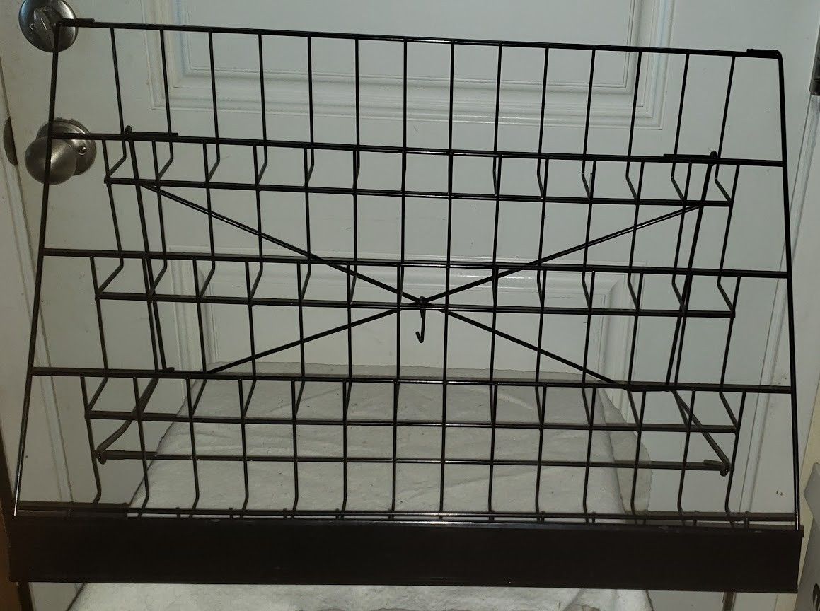 4-Layer/Tier Black Metal Folding Greeting Cards/Magazine Display Rack