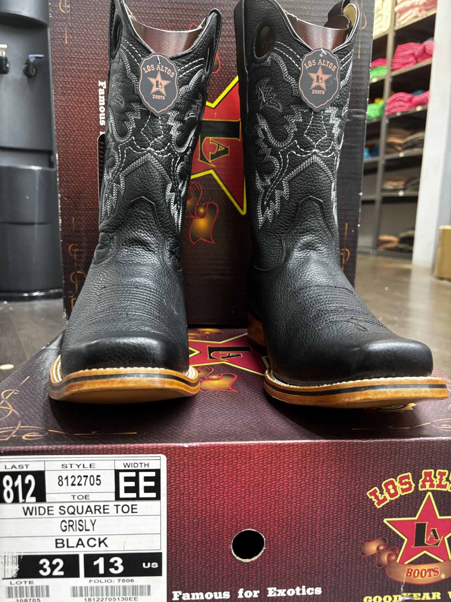 Size 13 Los Altos Boots Mens #(contact info removed) Rodeo Boot Style | Grisly Boots | Color Black