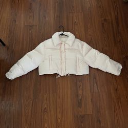 Women’s Pink Miu Miu Cropped Puffer Jacket Size S