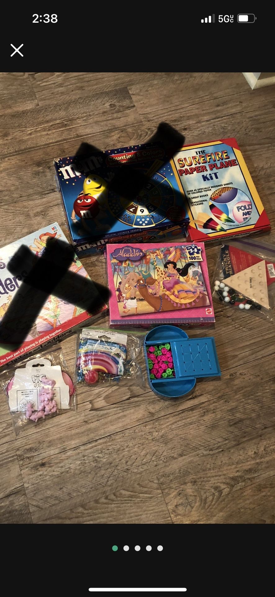 LOT 6 KIDS LEARNING GAMES & PUZZLES CHUTES & LADDERS PIG JAX TRAVEL CONNECT FOUR JACKS TRICKY TRIANGLE