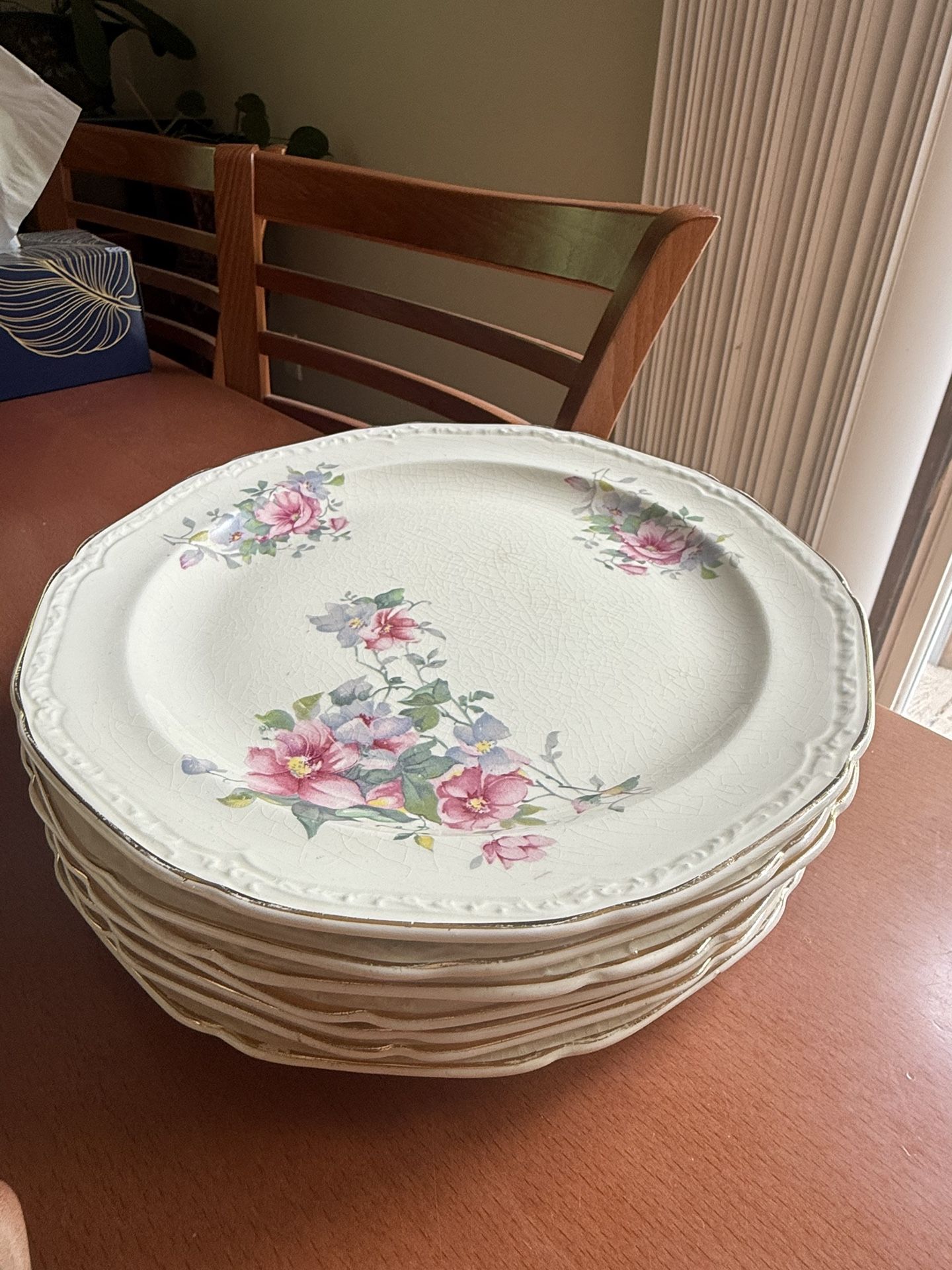 Lot of 7 Edwin M. Knowles Rose Vintage China Plates