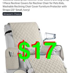 Waterproof Recliner Chair Covers with Leg Strap 1 Piece Recliner Covers for Recliner Chair for Pets Kids, Washable Reclining Chair Cover Furni