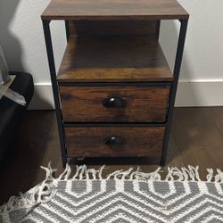 Furologee Night Stand Set of 2, Nightstand with 2 Fabric Drawers, Bed Side Table with Open Shelf, Wooden Top, Hooks, Backboard Design, End Table for B