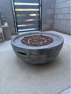 Modern Gas Fire Pit + Propane Cover/Side Table