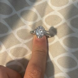 Sliver Plated Ring With A Diamond On Top (adjustable On The Bottom)