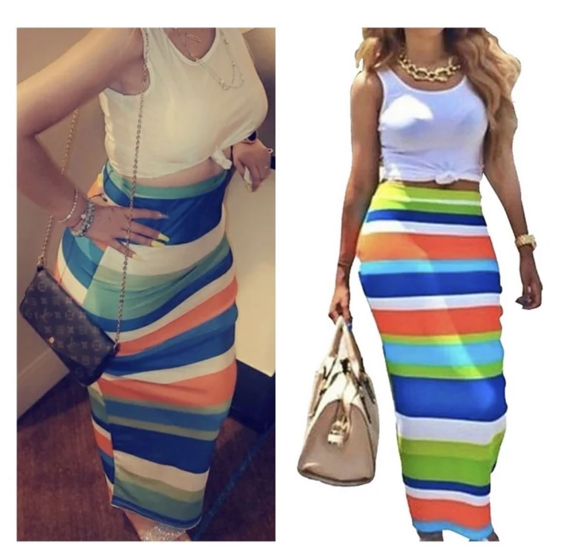 Women’s Crop Top Maxi Skirt Outfit Two Piece Bodycon Maxi Dress scoop neck sleeveless top maxi long skirt