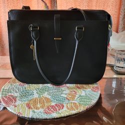 Fossil Satchel Bag, Black Color
