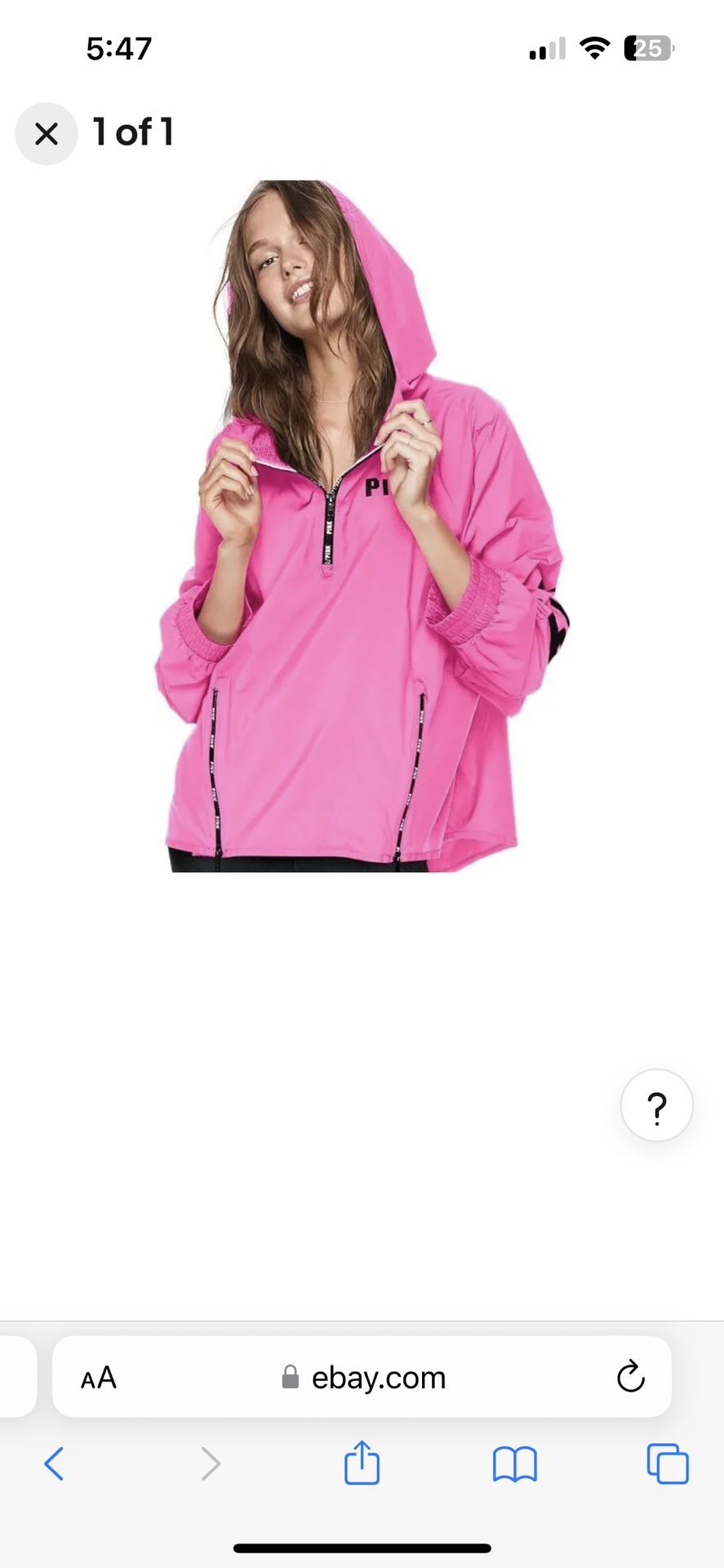Victoria Secret Pink Windbreaker, Jacket Size Small Oversized 