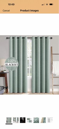 IULEE 100% Blackout Linen Curtains for Bedroom 52x84 Inches Seafoam Green Room Darkening, Light Blocking, Thermal Insulated, Grommet Top, Linen Textur