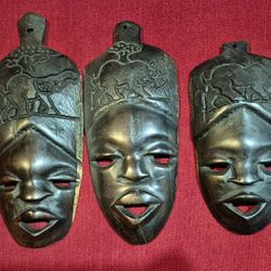 3 Wooden Masks From South Africa