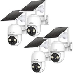 4PCS 4MP Solar Security Cameras Wireless Outdoor, 2.5K Pan/Tilt Rechargeable Battery Powered, 2.4GHz WiFi Camera for Home Security, Motion Detection,