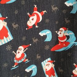 Men's Sm 15 Surfing Santa Hawaiian Christmas Beach Aloha Button Up Dress Shirt