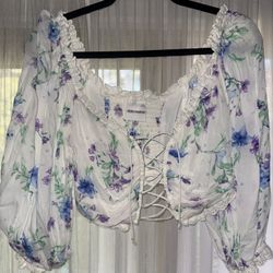 Floral Lace-Up Corset Top - Skylar + Madison