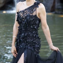 Sherri Hill Style 55796 Sherri Hill Black One-Shoulder Gown – Size 2 – Worn Once, Like New