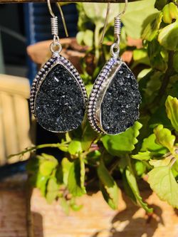 Druzy quartz sterling silver earrings
