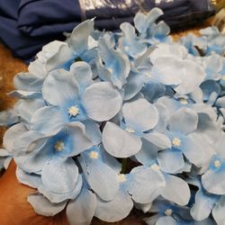 New 12 baby blue Hydrangeas. Heads inly, no stems
