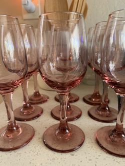 Pink/plum Libbey Wine Goblets