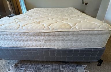 Queen Bed (mattress + box spring + metal frame)