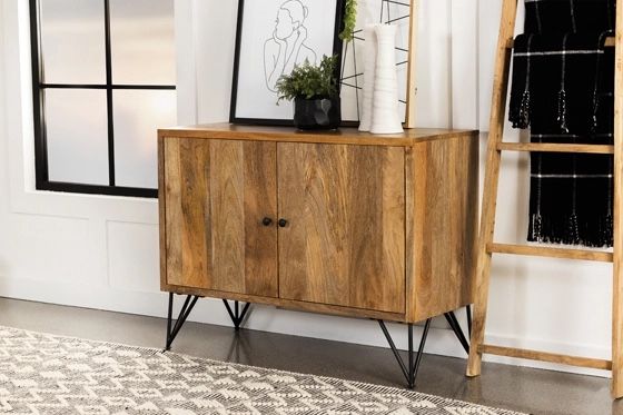 Brand New Natural Mango Wood Accent Cabinet 