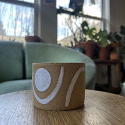 Modern Ceramic Planter with White Glazed Stylish Geometric Shapes