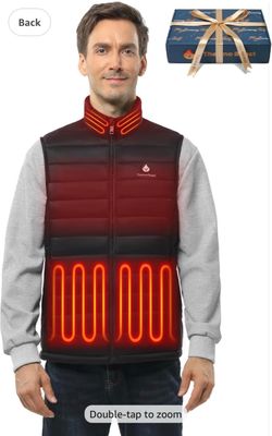 Rechargeable Electric Heated Vest for Men with Battery Pack Included Quilted design, four-zone heating, and three heat levels provide adjustable warmt