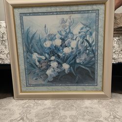 Wood framed floral picture