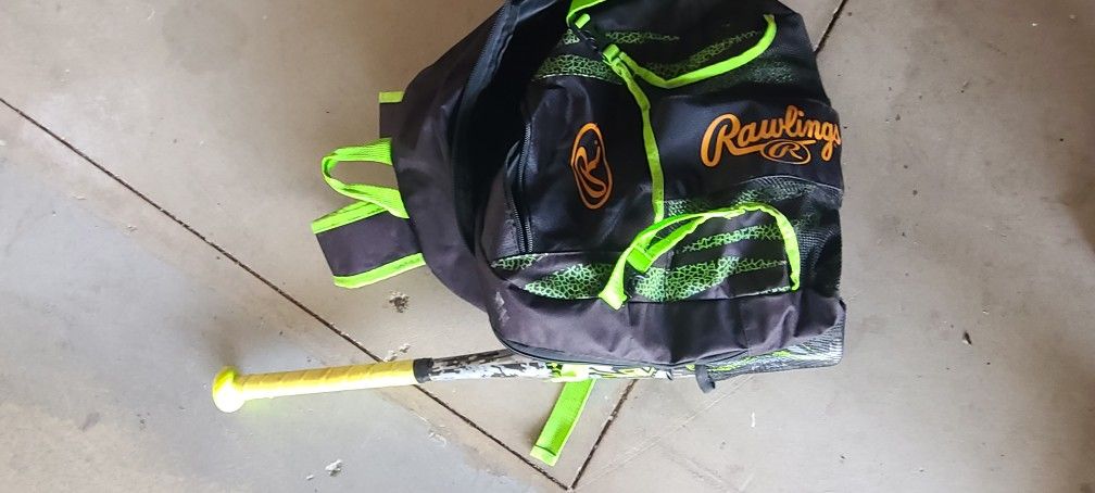 Baseball Bag and Bat 