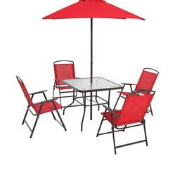 Outdoor Patio Dining Set of 6, Blue