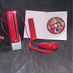 Red Wii with New Super Mario Broa