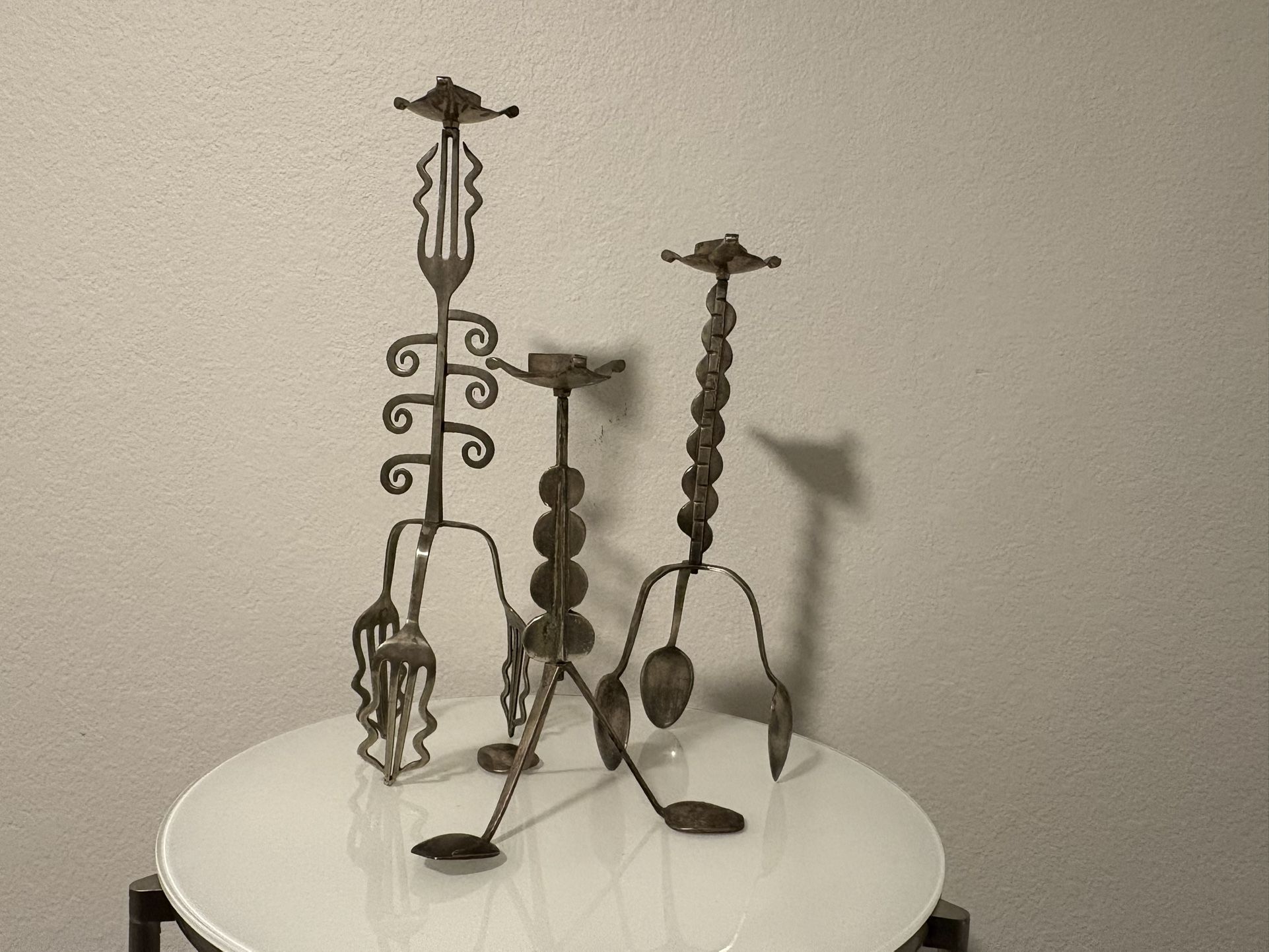 Trio of Whimsical Metal Candle Holders