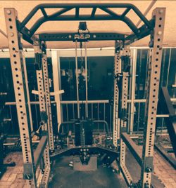 REP PR-4000 6-Post Power Rack + 300 lb Lat/Low Row + Full Attachments – Clear Coat