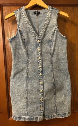 Frye Acid Wash Denim Button-Front Mini Dress