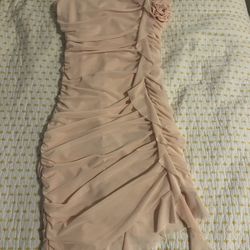 Blush Pink Ruched Mini Dress