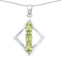 Womens Sterling Silver 1.35 CTW Peridot Size 18 Designer Necklace