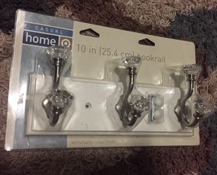 Wall towels 3 hook-rail white/satin nickel finish