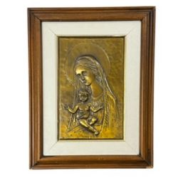 Vintage Icon | Aldo Bertagna Madonna with Child, 1970s Bronzed Copper Art